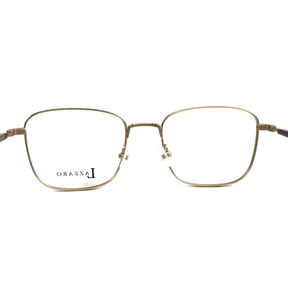 Lazzaro Eyeglasses Frames PIETRO SATIN GOLD Square Wire Rim 51-19-145